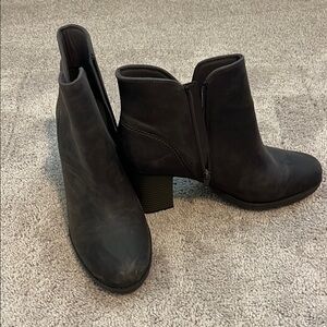 Clarks Black Ankle Boots with Chunky Heel